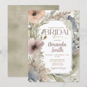 Invitation Aquarelle de la Fête des mariées Fleur sauvage neu