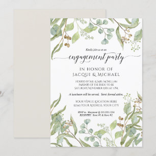 Invitation Aquarelle de la partie d'engagement Semé Eucalyptu