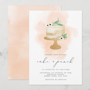Invitation Aquarelle de la réception mariage Cake & Punch