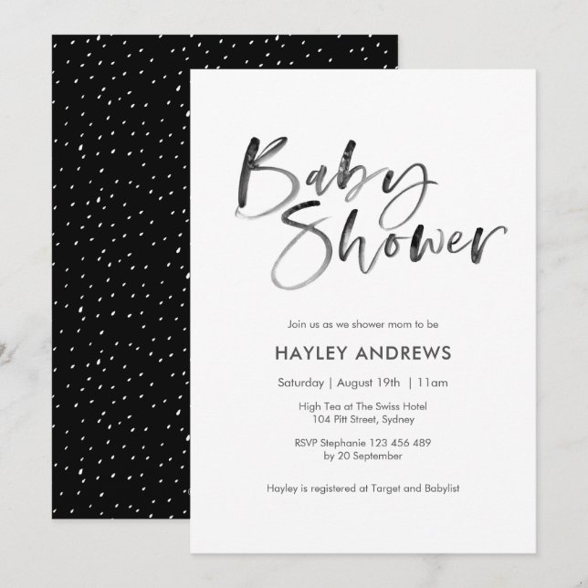 Invitation aquarelle de l'invitation baby shower (Devant / Derrière)