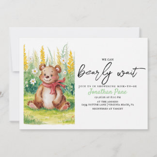 Invitation Aquarelle de l'ours mou Baby shower d'attente de l