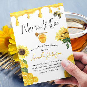 Invitation Aquarelle de miel jaune Baby shower d'abeille de t