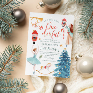 Invitation Aquarelle de Noël Bébé Onederful Anniversaire