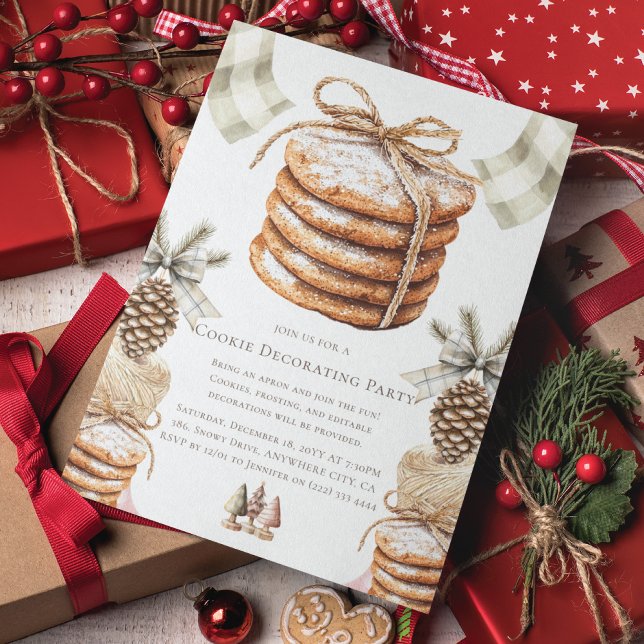 Invitation Aquarelle de Noël Cookie Décoration (Créateur téléchargé)