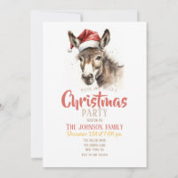 Aquarelle de Noël mignonne âne