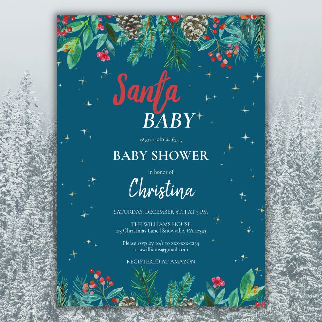 Invitation Aquarelle de Noël Père Noël Baby shower (Créateur téléchargé)