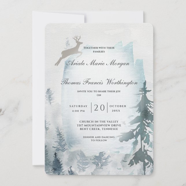 Invitation Aquarelle de Pine Mountain rustique (Devant)