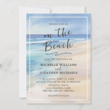 Aquarelle de plage branchée Océan Mariage d'été