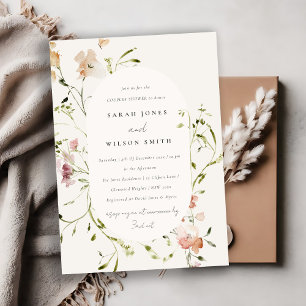 Invitation Aquarelle de prairie molle Couples Floral Douche C