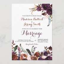 Aquarelle de prune et de cuivre Mariage floral Inv
