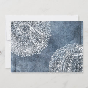 Invitation Aquarelle de Sea Urchin Océan bleu blanc bleu mari