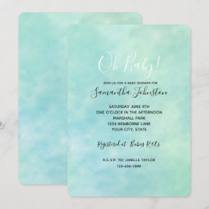 Invitation Aquarelle de teinture bleu à la menthe Aqua