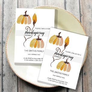 Invitation Aquarelle de Thanksgiving Citrouilles