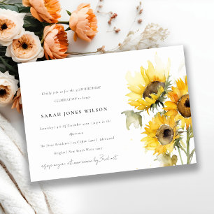 Invitation Aquarelle de tournesol rustique Boho minimale Anni