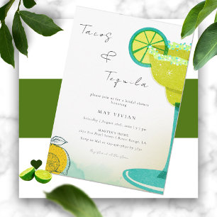 Invitation Aquarelle de verdure Margarita Lime Fête des marié