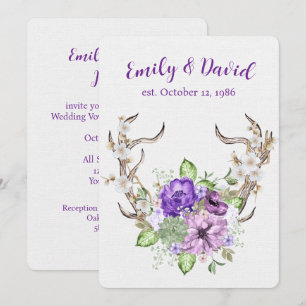 Invitation Aquarelle Deer Antler Vow Renouvellement