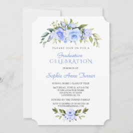 Invitation Aquarelle Delicate Blue Floral Graduation Party