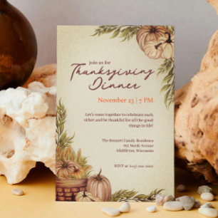 Invitation Aquarelle déprimée Russe Citrouille Thanksgiving