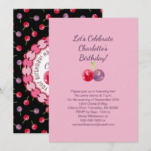 Invitation Aquarelle des cerises éparpillées Anniversaire