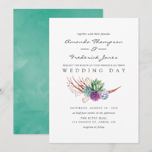 Invitation Aquarelle Desert Succulents Mariage