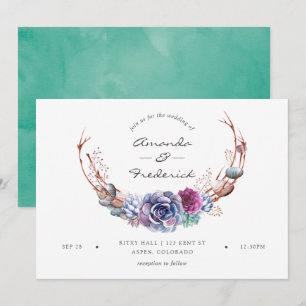 Invitation Aquarelle Desert Succulents Mariage