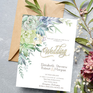 Invitation Aquarelle Desert Succulents Mariage