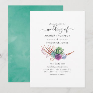 Invitation Aquarelle Desert Succulents Mariage