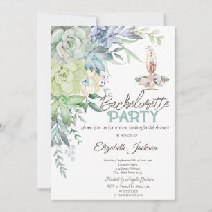 Invitation Aquarelle Desert Succulents Points Bachelorette