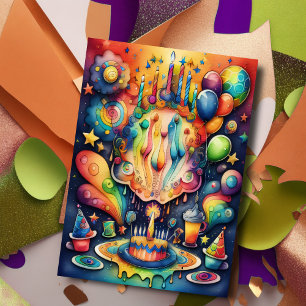 Invitation Aquarelle Design d'anniversaire Abstrait