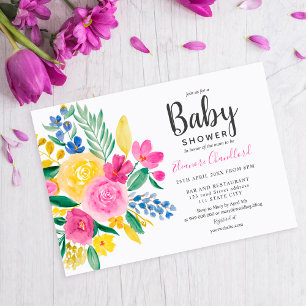 Invitation Aquarelle d'été rose rose pâle baby shower