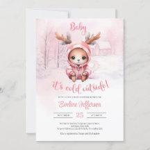 Aquarelle d'hiver fille cerf rose