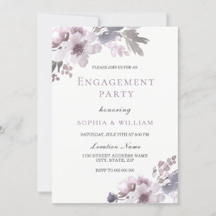Invitation Aquarelle d'hiver violet Fleur d'engagement