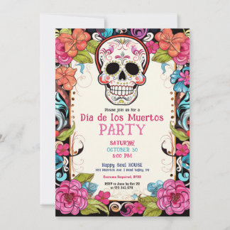 Invitation 💀 🎉 Aquarelle Día de Muertos