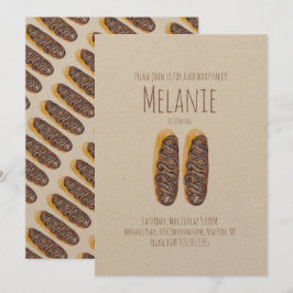 Invitation Aquarelle Donut 11e anniversaire Chocolat Eclair