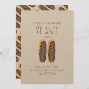 Invitation Aquarelle Donut 11e anniversaire Chocolat Eclair