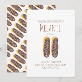Invitation Aquarelle Donut 11e anniversaire Sweet Eclair doux