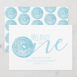 Invitation Aquarelle Donut premier anniversaire Sweet Party B