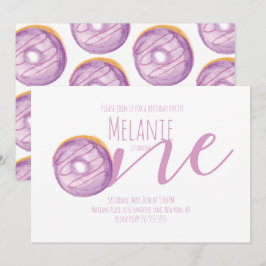 Invitation Aquarelle Donut premier anniversaire Sweet Party P