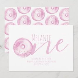Invitation Aquarelle Donut premier anniversaire Sweet Party r