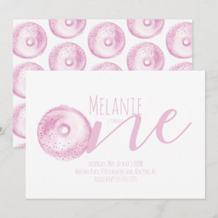 Invitation Aquarelle Donut premier anniversaire Sweet Party r