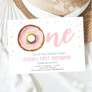 Invitation Aquarelle Donut Sweet One Girl Premier anniversair