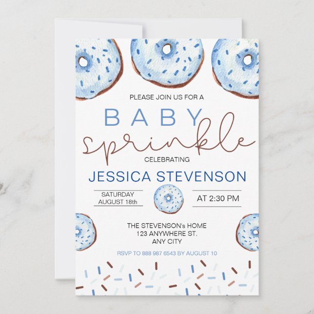 Invitation Aquarelle Donuts Baby Sprinkle Douche (Devant)