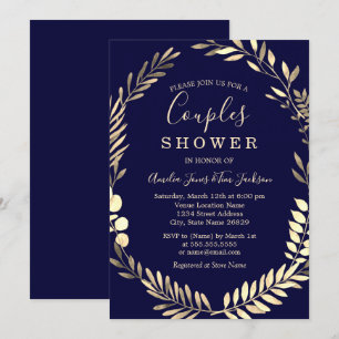 Invitation Aquarelle d'or de la marine Couples de courge douc