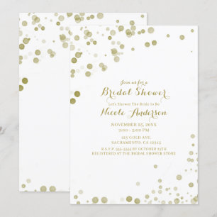 Invitation Aquarelle d'or Dots Fête de l'mariée moderne propr