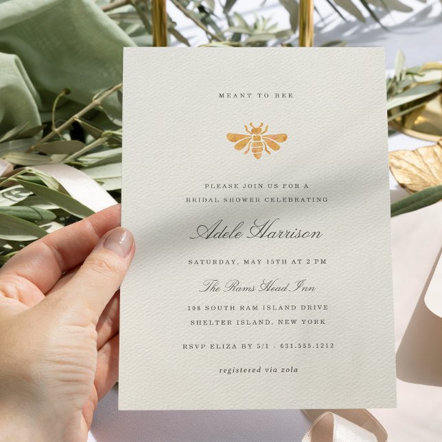 Invitation Aquarelle d'or Fête des mariées d'abeille (Créateur téléchargé)