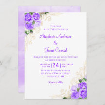 Aquarelle d'or violet Mariage floral