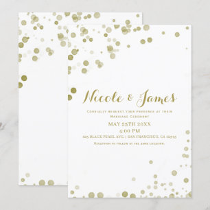 Invitation Aquarelle dorée Dots Mariage moderne propre