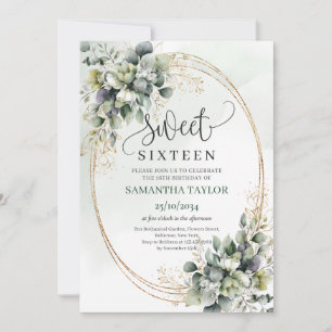 Invitation aquarelle dorée et verdure pour une dou