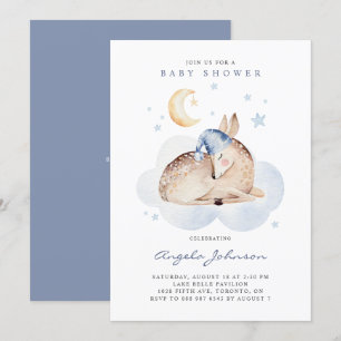 Invitation Aquarelle Dormir Cerf C'est un Baby shower garçon