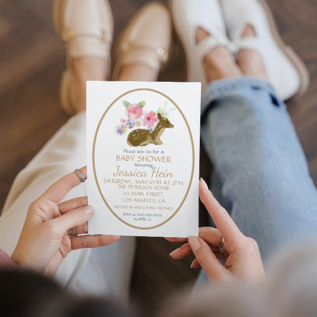 Invitation Aquarelle douce Baby shower boho en bois de forêt (Créateur téléchargé)